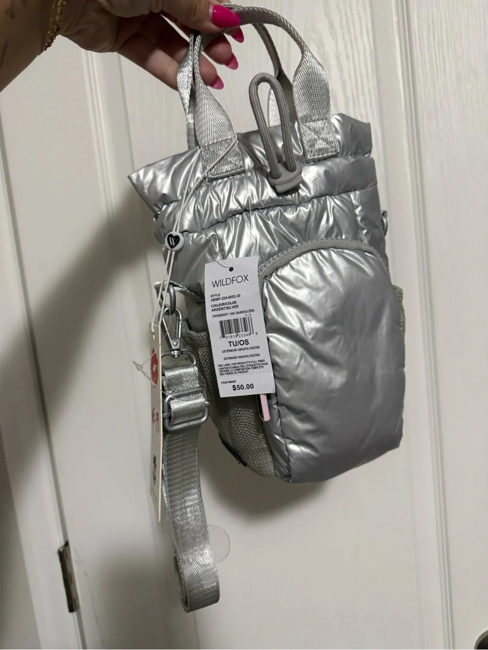 Wildfox Silver Puffer Crossbody Bag